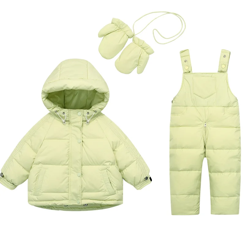 Winter Overalls Jumpsuit for Girls Boy Children Suits Toddler Jackets Kids Snowsuit Down Parka Coat Baby Outerwear With Gloves