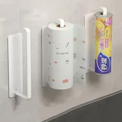 Carbon Steel Paper Towel Holder White/Black/Grey Self-adhesive Fresh Film Storage Rack Aluminum Wall Mounted Kitchen