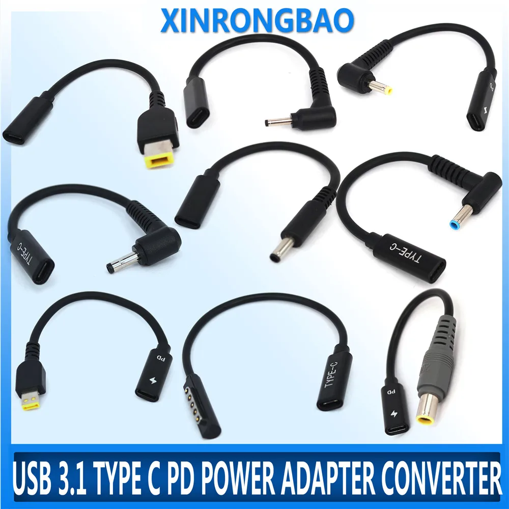 USB 3.1 Type C PD Power Adapter Converter DC Plug Connector Cable Cord 5.5x2.5 mm Male for Asus Toshiba Laptop Adapter 65W