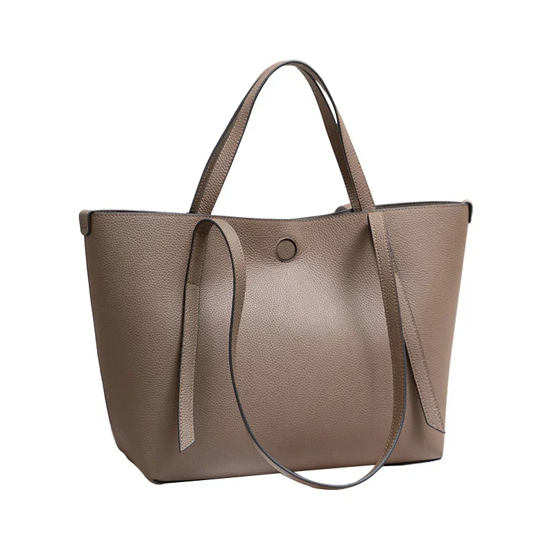 2024 Leather Classic Basket Bag Simple Layer Cowhide Bucket Women's Bag Purses And Handbag