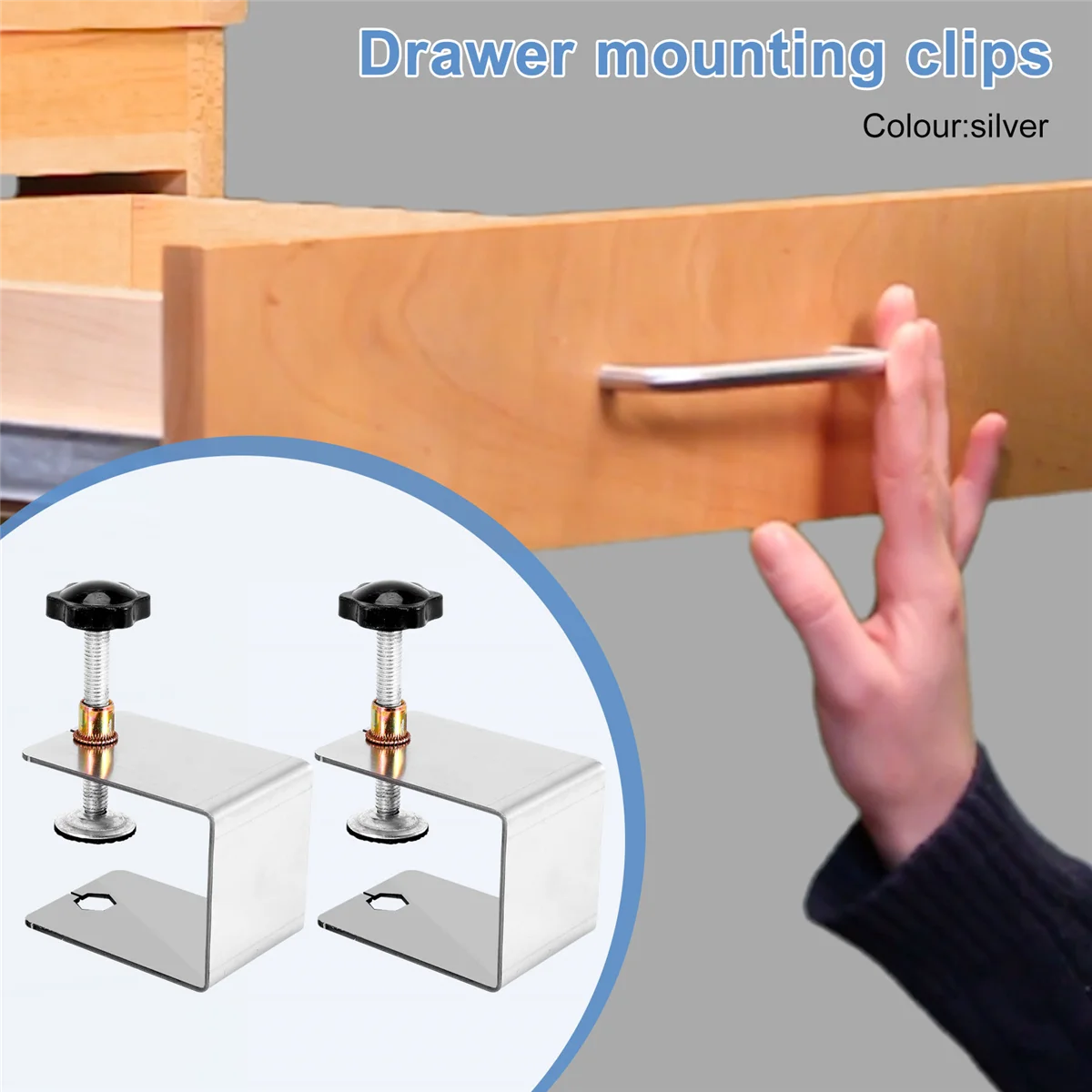 2Pcs Woodworking Jig Cabinet Tool Home Furniture Accessories Steel Drawer Front Installation Clamps Drawer Panel Clips