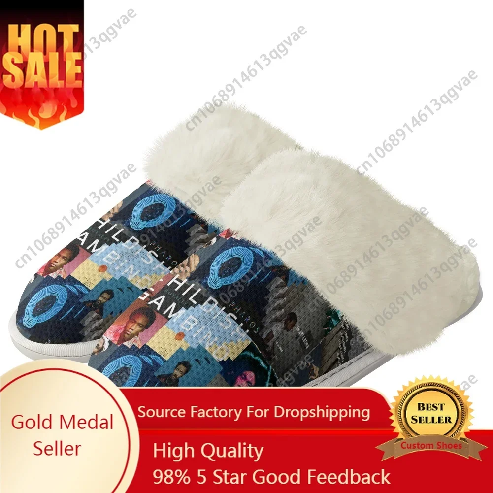 

Childish Music Gambino Awaken My Love Plush Slippers Keep Warm Shoe Mens Womens Home Cotton Bedroom Custom Thermal Light Slipper