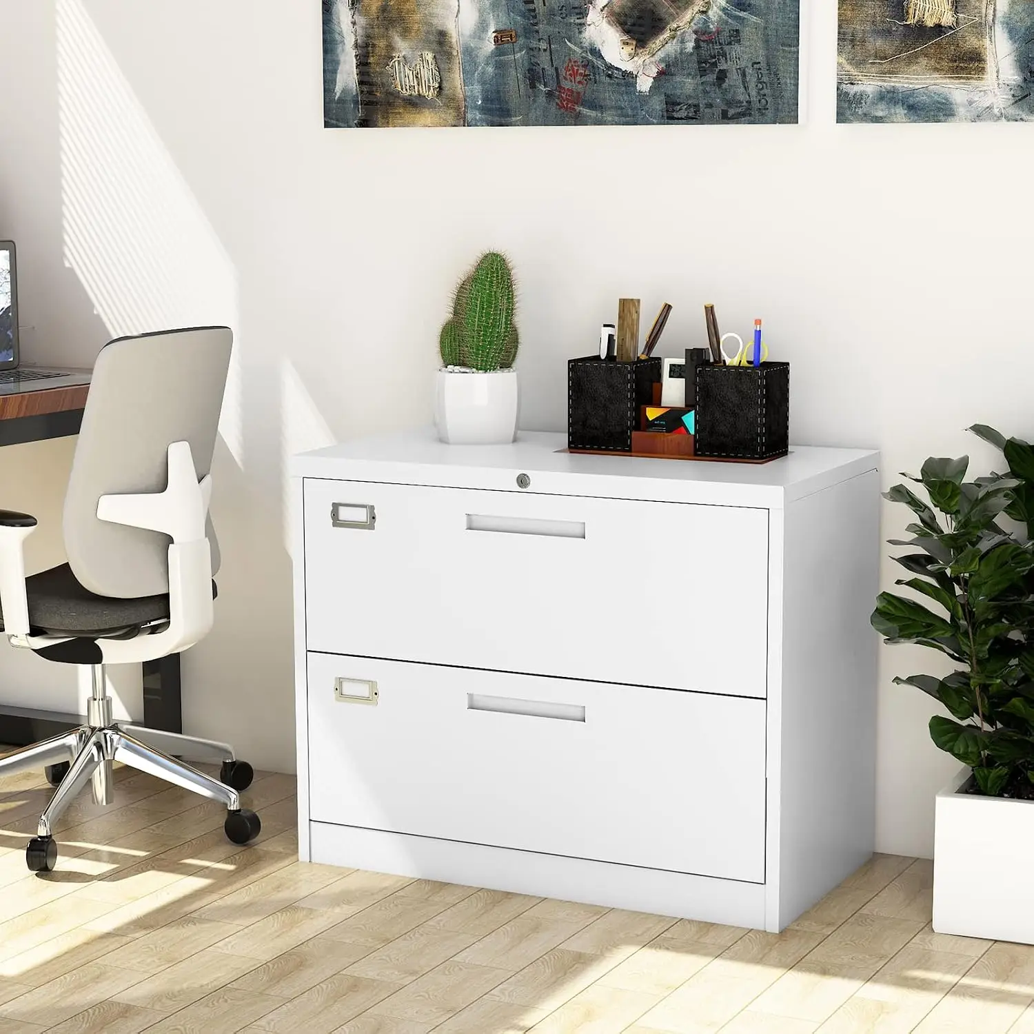 Lateral File Cabinet 2 Drawer Metal Lockable Storage for Hanging Files Letter Legal F4 A4 Size Home Office, Customized