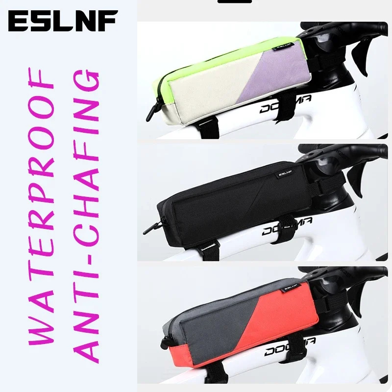 ESLNF Bicycle Bag Portable Cycling Top Tube Bag MTB Road Tool Bag Color Block Waterproof Ultralight Bicycle Pannier Pocket