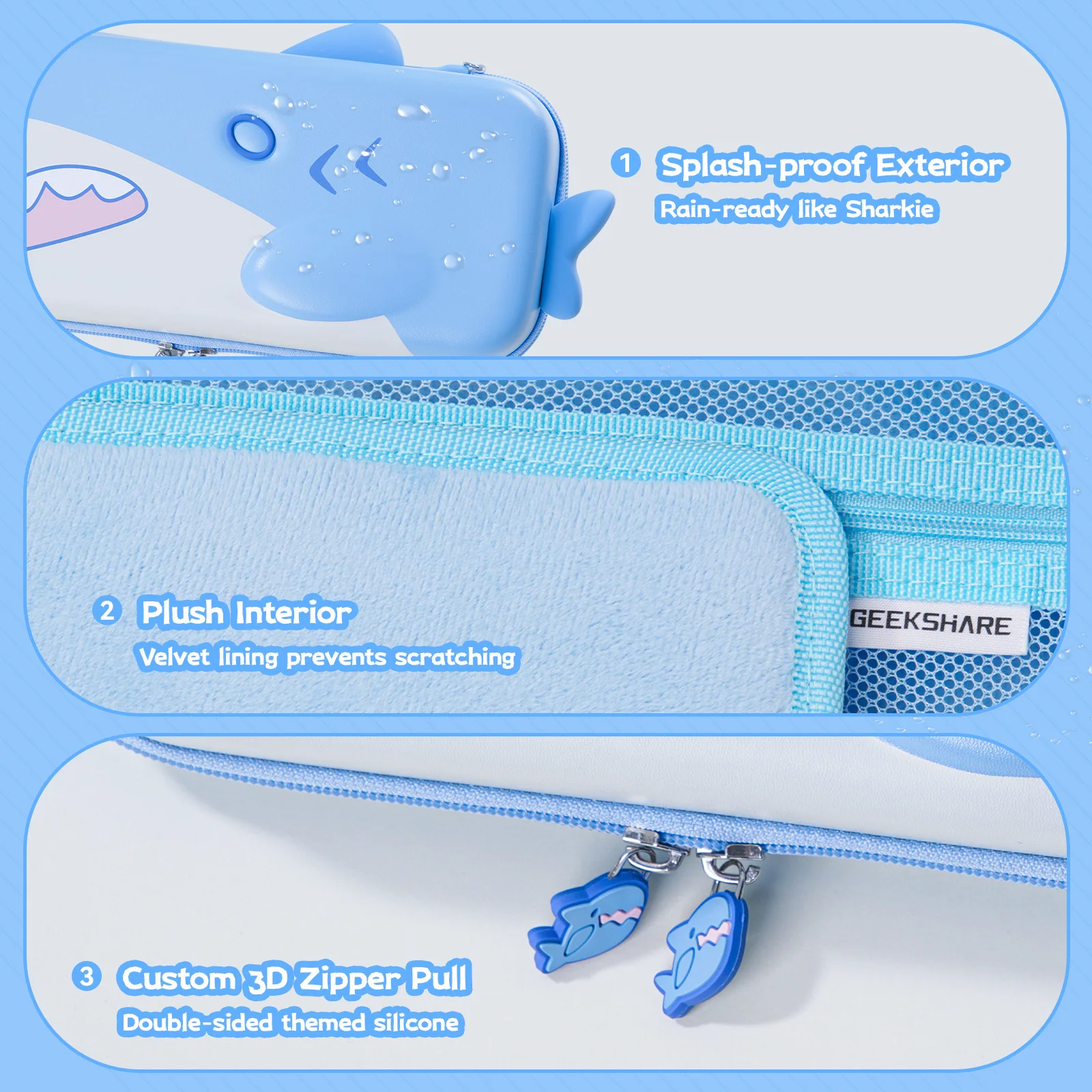 Etui ochronne GeekShare Shark Series kompatybilne z Switch 2 (2025), torba do przechowywania, nakładki na gałki analogowe, etui na karty do gier — zdjęcie produktu 6