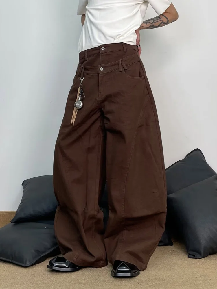 2026 Ropa Y2K Fashion Double Waistband White Baggy Jeans Pants For Men Clothing Straight Cotton Long Trousers Pantalon Hombre view 4