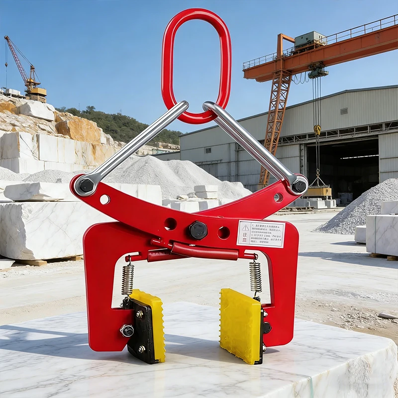 Heavy-Duty Adjustable Stone Lifting Clamp Rubber-Lined Anti-Slip Jaw for Curb Stones Marble Granite Slab Lifter Handling Tool