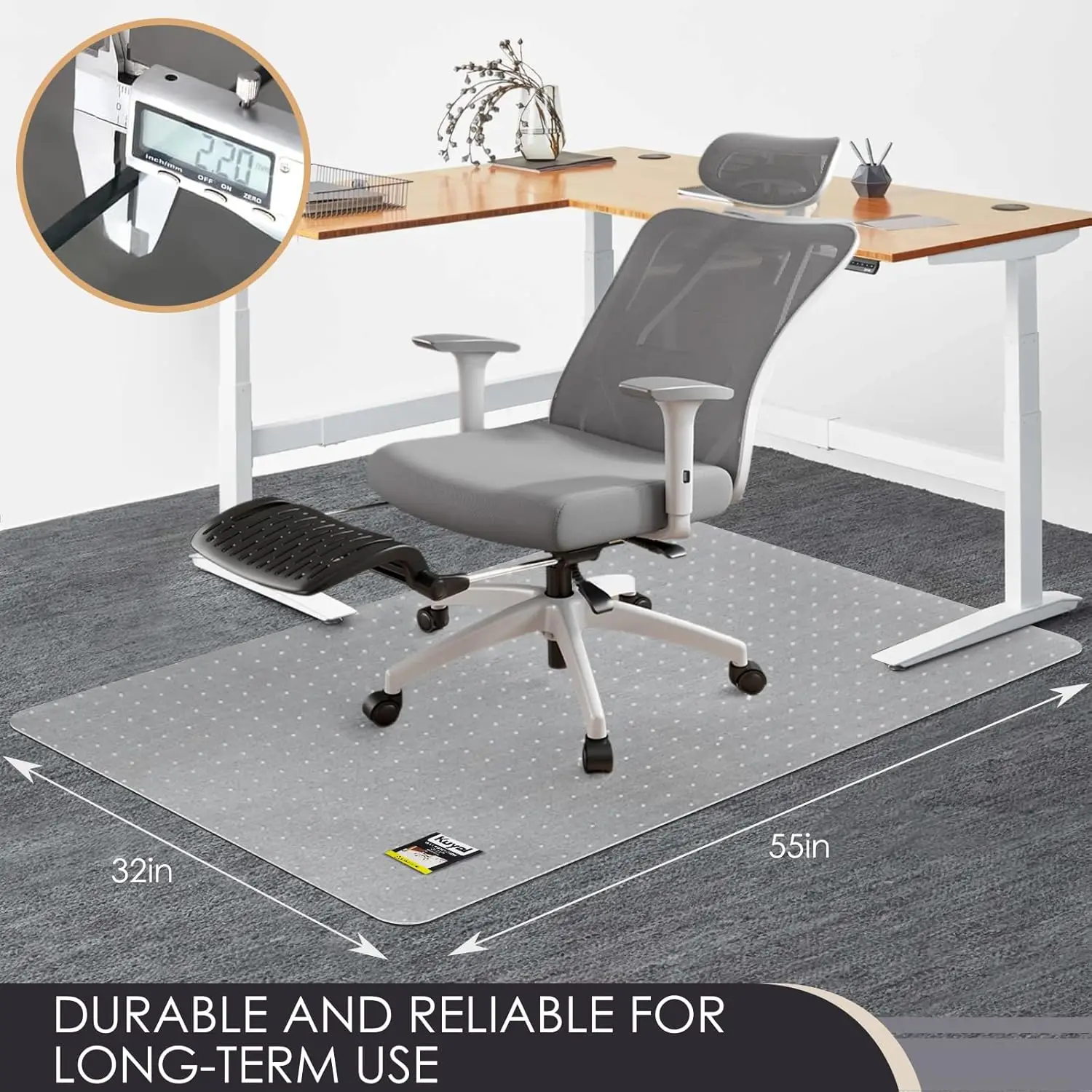 Office Chair Mat for Carpet, 32x55 Clear Heavy Duty Computer Chair Mat, Under Desk Protector Carpeted Floors Mat, Easy Chair Mov view 4