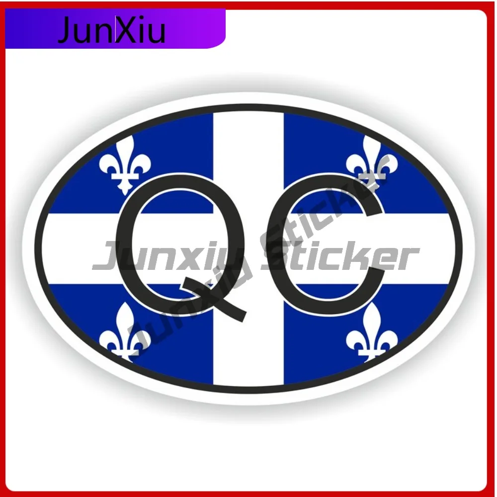 

Quebec Country Code Qc Oval Sticker With National Flag Badge Sticker Outdoor Car Cover Waterproof Outdoor For Suv Stickers And D