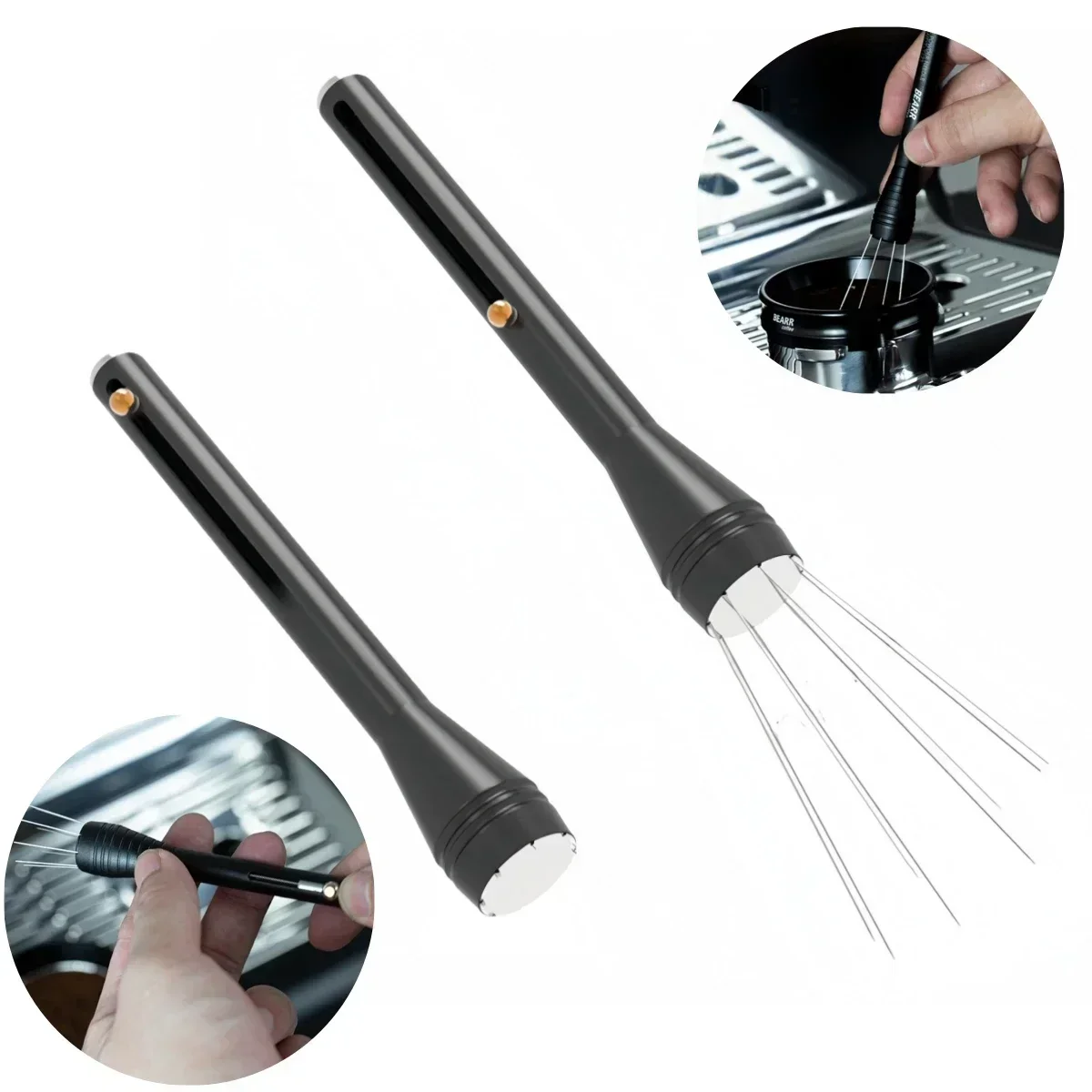 

1PC Espresso Distribution Tool 11.5x1.5cm Coffee Distribution Tool One-Click Stirrer Tools Retractable Needles With Magnetic Kit