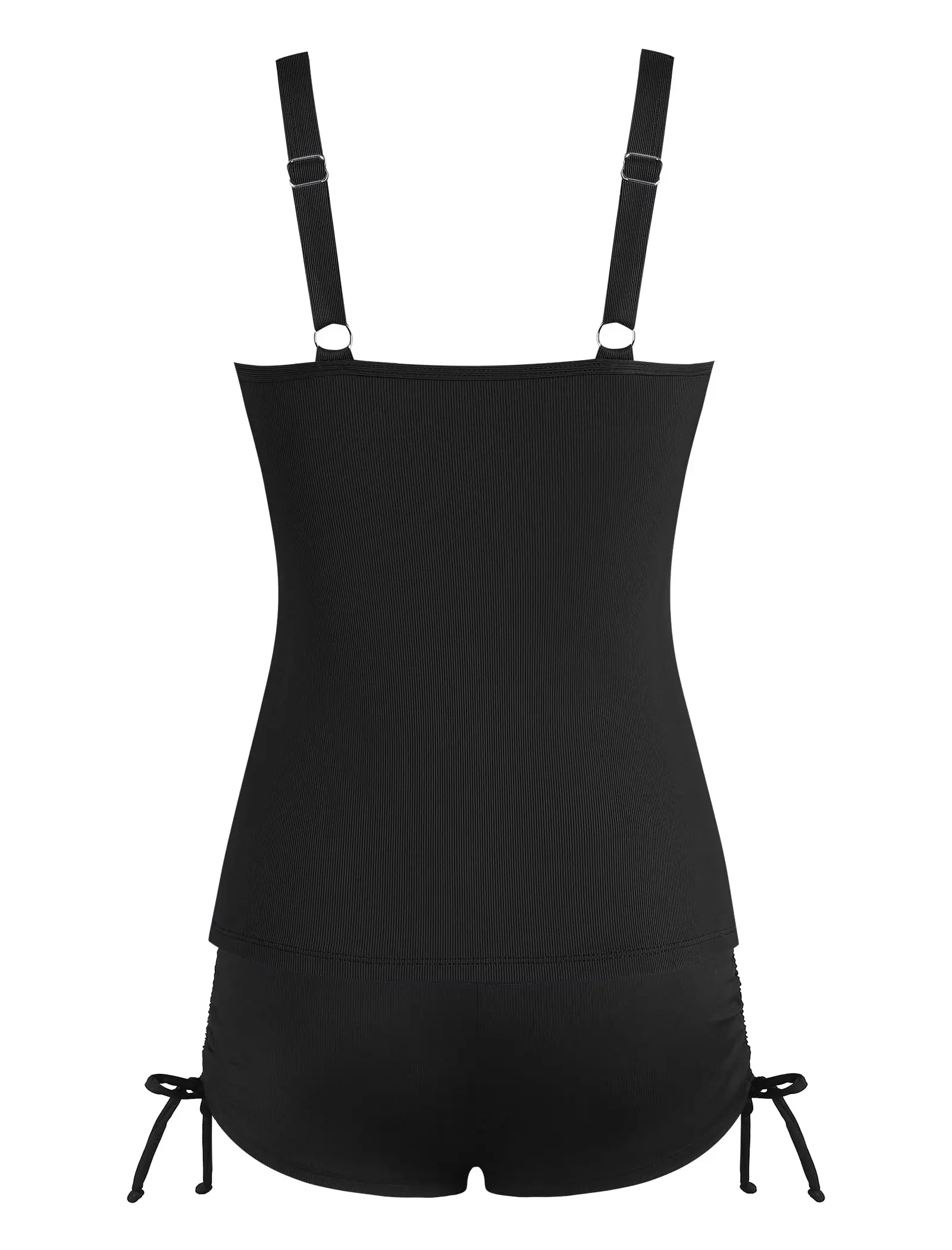 レディース V ワイヤー タンキニ水着 お腹コントロール ラッフルトップ ツーピース水着 ハイウエストショーツ付き