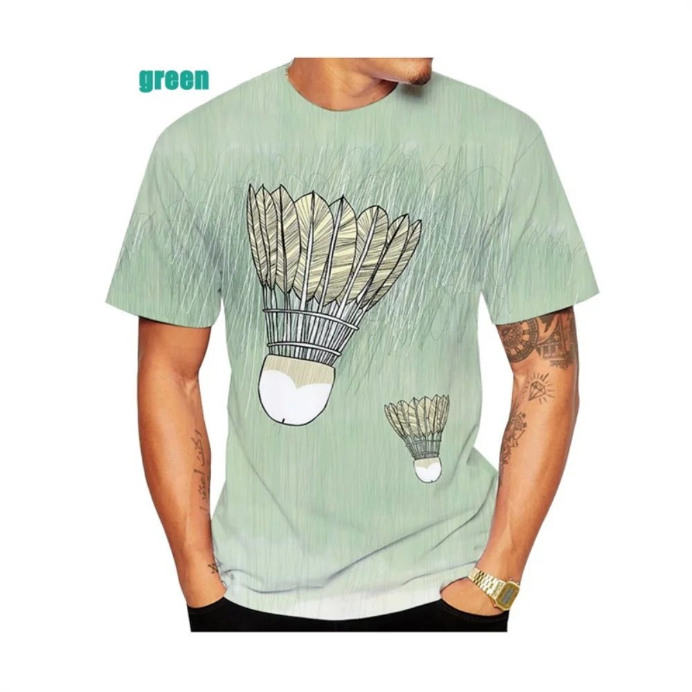 

Men's T-Shirt Badminton Sports Cute 3D Printed O-Neck T-Shirt Casual Neutral Sportwear Outdoor Breathable Quick Drying Male Tops