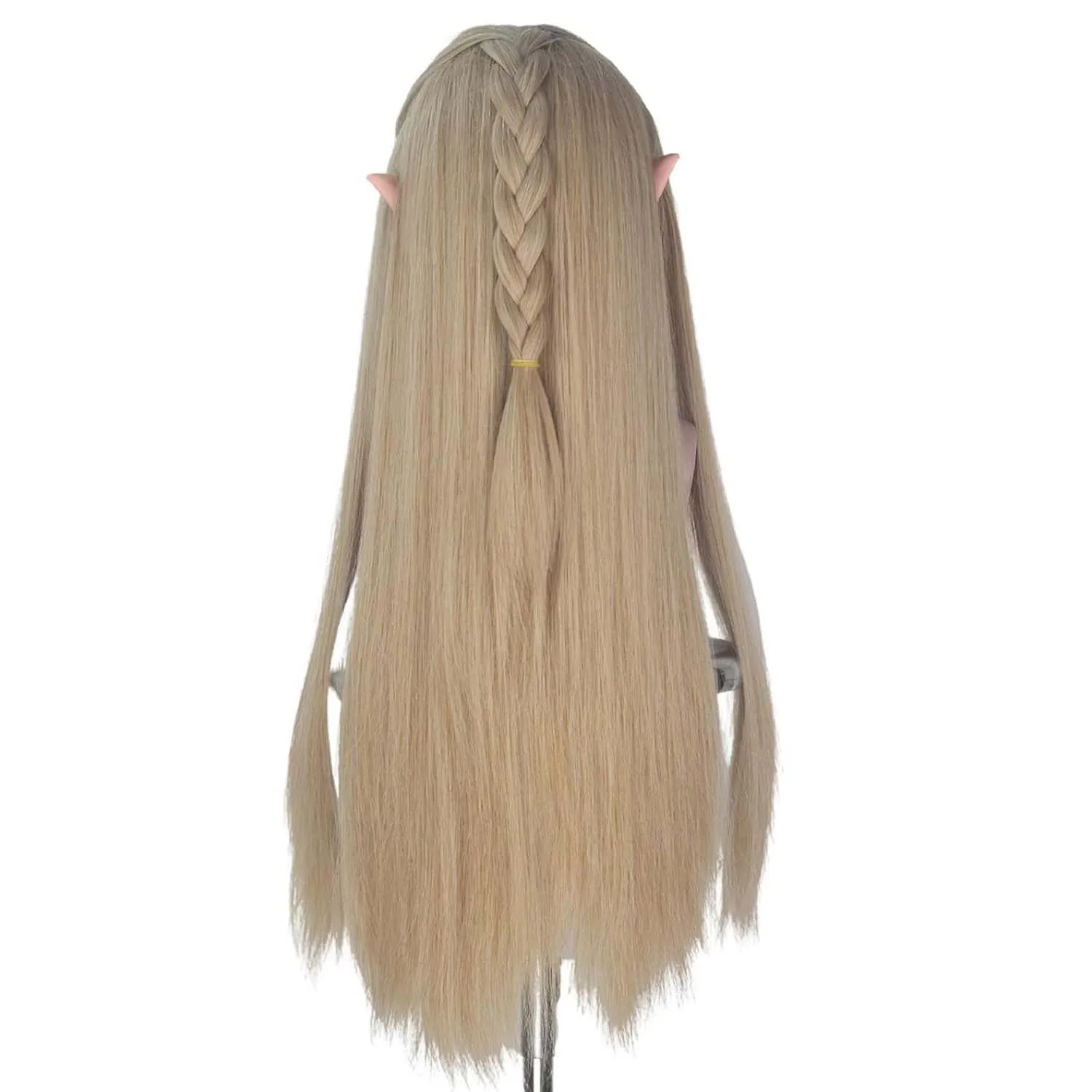 Synthetic Long Straight Wig+Elf Ears for Men Ash Blonde Braids Wig Halloween Party the Hobbit Prince Legolas Cosplay Anime Wig image 6