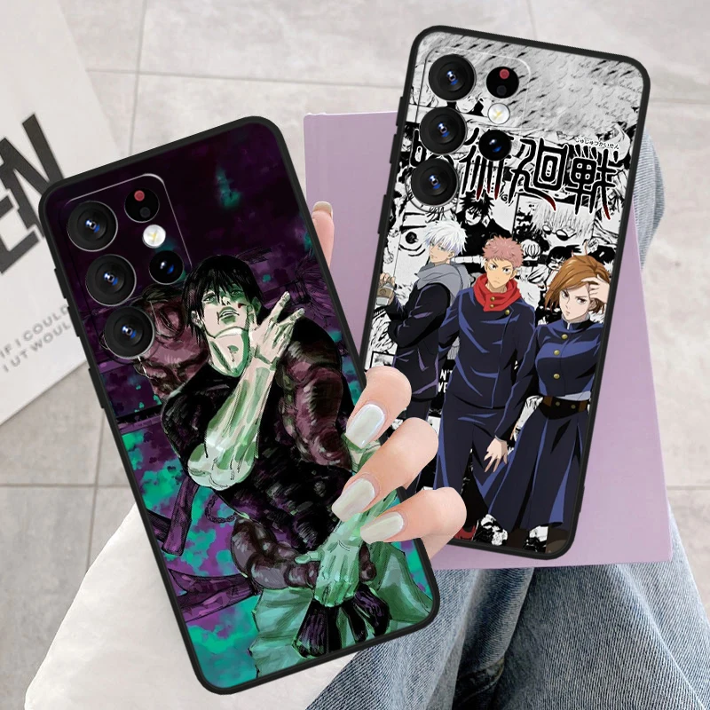 J-ujutsu K-aisens F-ushiguro Toji For Samsung S24 S23 S22 S21 S20 FE S10e S10 S9 Ultra Plus Plus Soft Silicone Black Phone Case