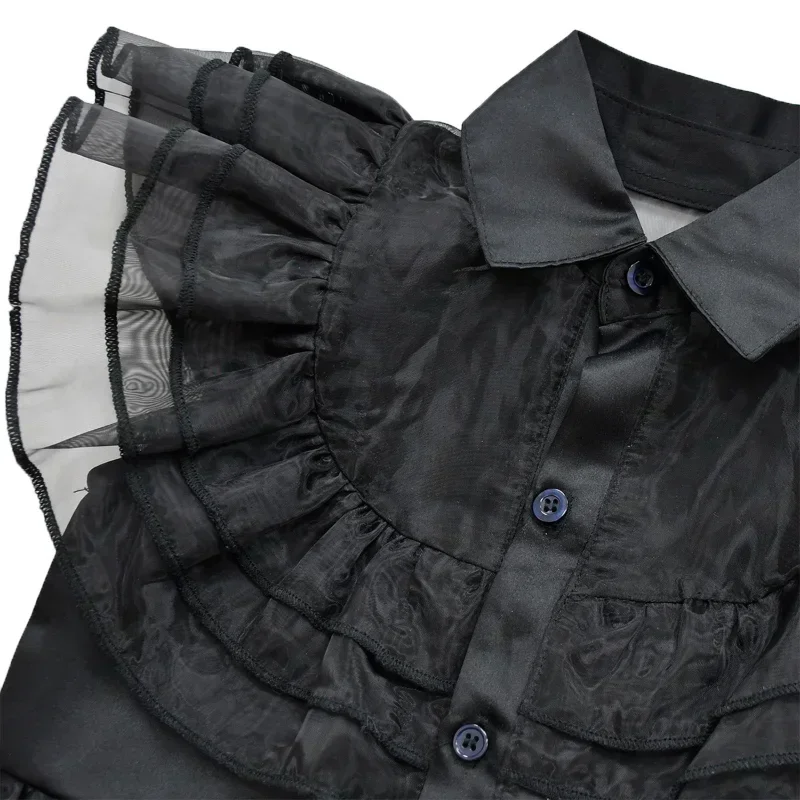 SN55Wednesday Addams Dress Up Costume for Girls Birthday Halloween Cosplay Party Dress with Wig Socks Belts For Kids 2-12 Ye$@1w