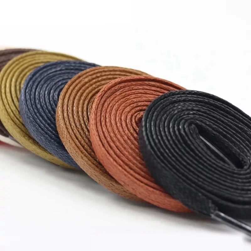 1Pair Waxed Flat Shoelaces Leather Waterproof Casual Shoes Laces Unisex Boots Shoelace Length 60 80 100 120 140 160 180CM P3