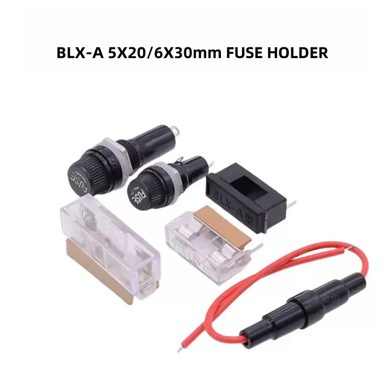 

6A/10A 250V BLX-A 5X20/6X30mm Glass Fuse Holder/Support/Box With Cover/18/20/22AWG Cable Without Fuse