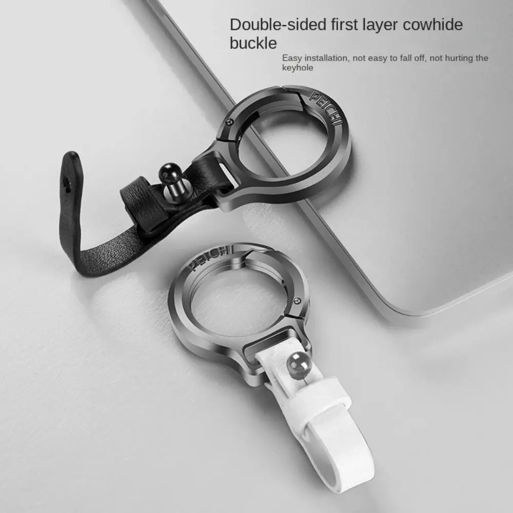 New Zinc Alloy Leather Keychain Outdoor Tool Carabiner Car Key Holder Portable Small Key Rings