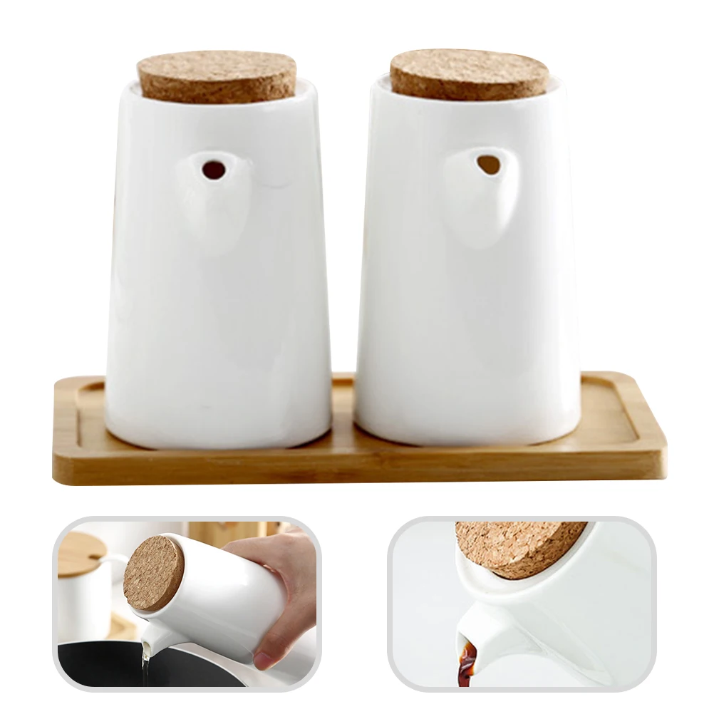 

Seasoning Bottle Set Ceramic Oil Dispenser Soy Sauce Vinegar Container Kitchen Tool Corrosion Resistant High Temperature Pot