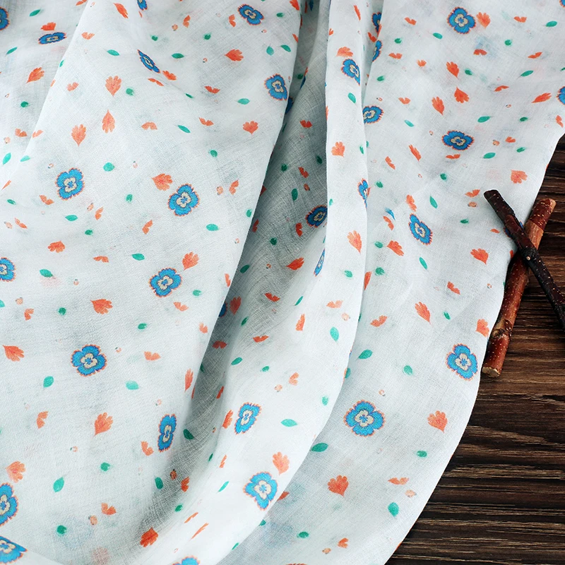 

1yard High-grade dress gown,small jacket and cheongsam floret printing Cool summer fabric for material pure ramie fabric