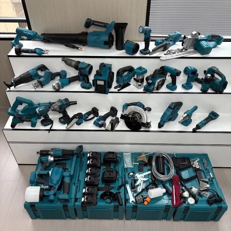 

33pcs Battery Power Tool Kits Electric Hammer Drill Brushless Angle Grinder Cordless Wrench Portable Saw Combination Tool Set