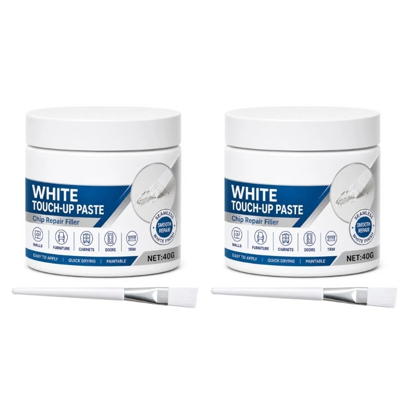 Furniture Repair Pastes, White Chip and Crack Mender with Brush for Worn Edges, Small Dents, and Wall Blemishes M4YD