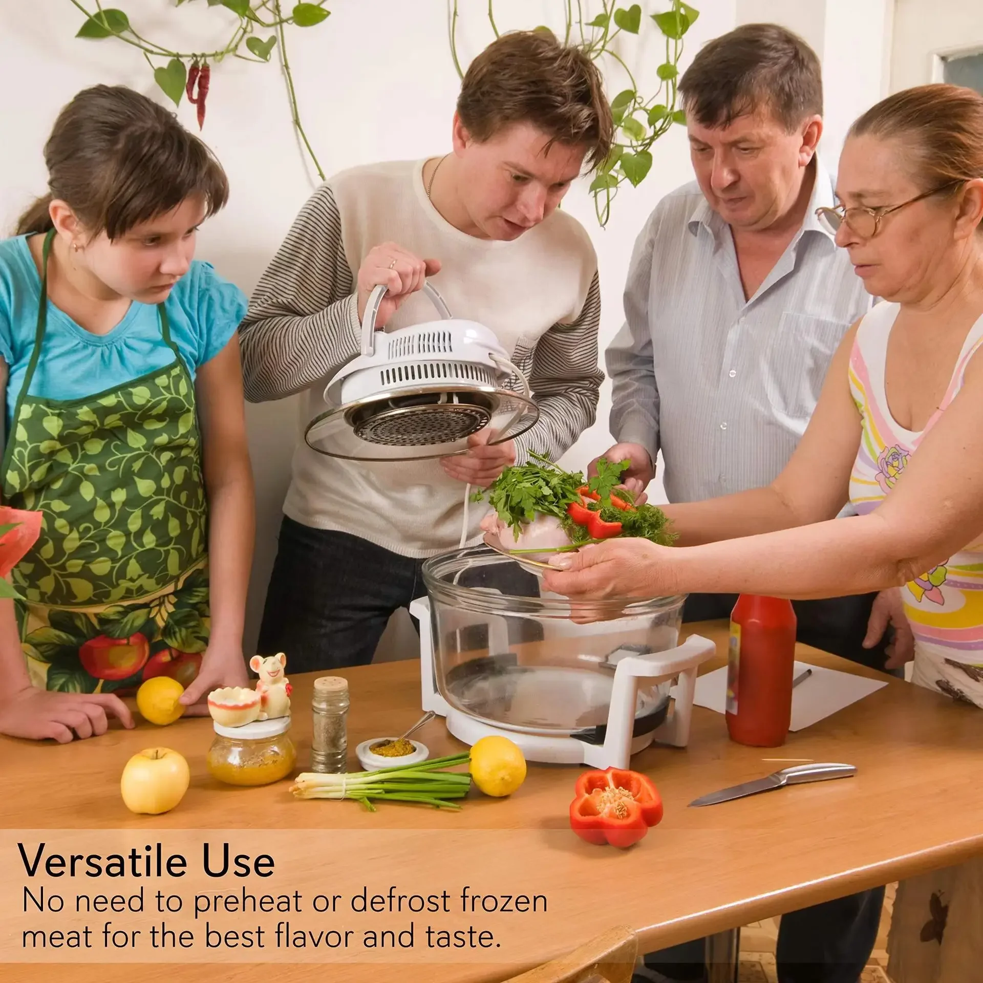 مقلاة هوائية سعة 12 لتر، مقلاة كهربائية ساخنة بقدرة 1400 وات، طباخ بدون زيت مع تحكم باللمس وسلة غير لاصقة ونافذة مرئية، حجم عائلي