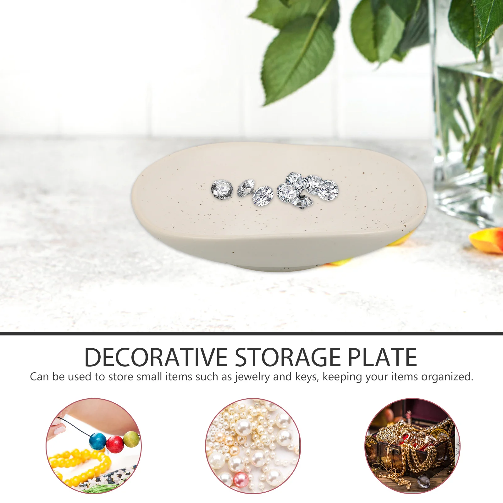 Ceramic Jewelry Dish Tray Luxury Organizer for Rings Necklaces Earrings Key Bowl Nightstand Vanity Entryway Table Decor