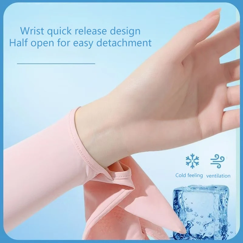 1 pair Sunscreen Female Anti-Ultraviolet Summer Cycling Arm Protector All-In-One Driving Ice Silk Sleeve Cover