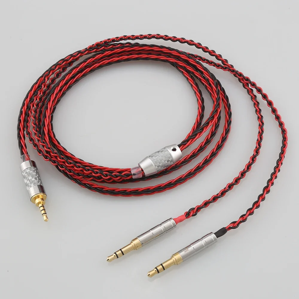 High Quality Red Black Headphone Earphone Cable For Beyerdynamic T1 T5P II AMIRON HOME Denon AH-D600 AH-D7100 Headphone