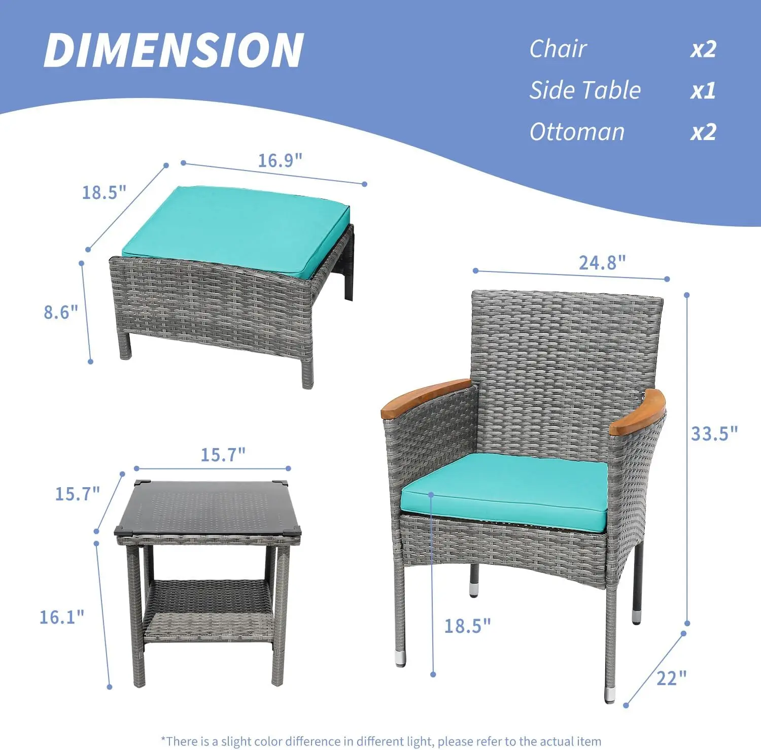 Juego de muebles de mimbre para Patio al aire libre, mesa y muebles otomanos, conjunto Bistro para Patio, juego de sillas exteriores, juegos de conversación