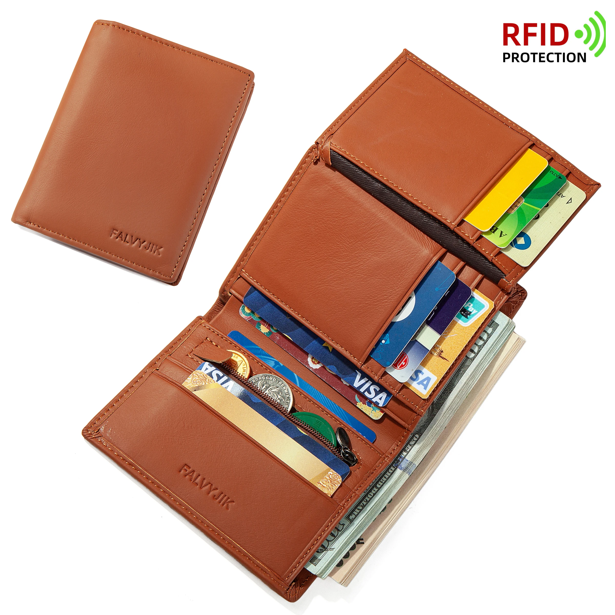 Index Card Holder - Men Wallet Genuine Leather Wallets for
