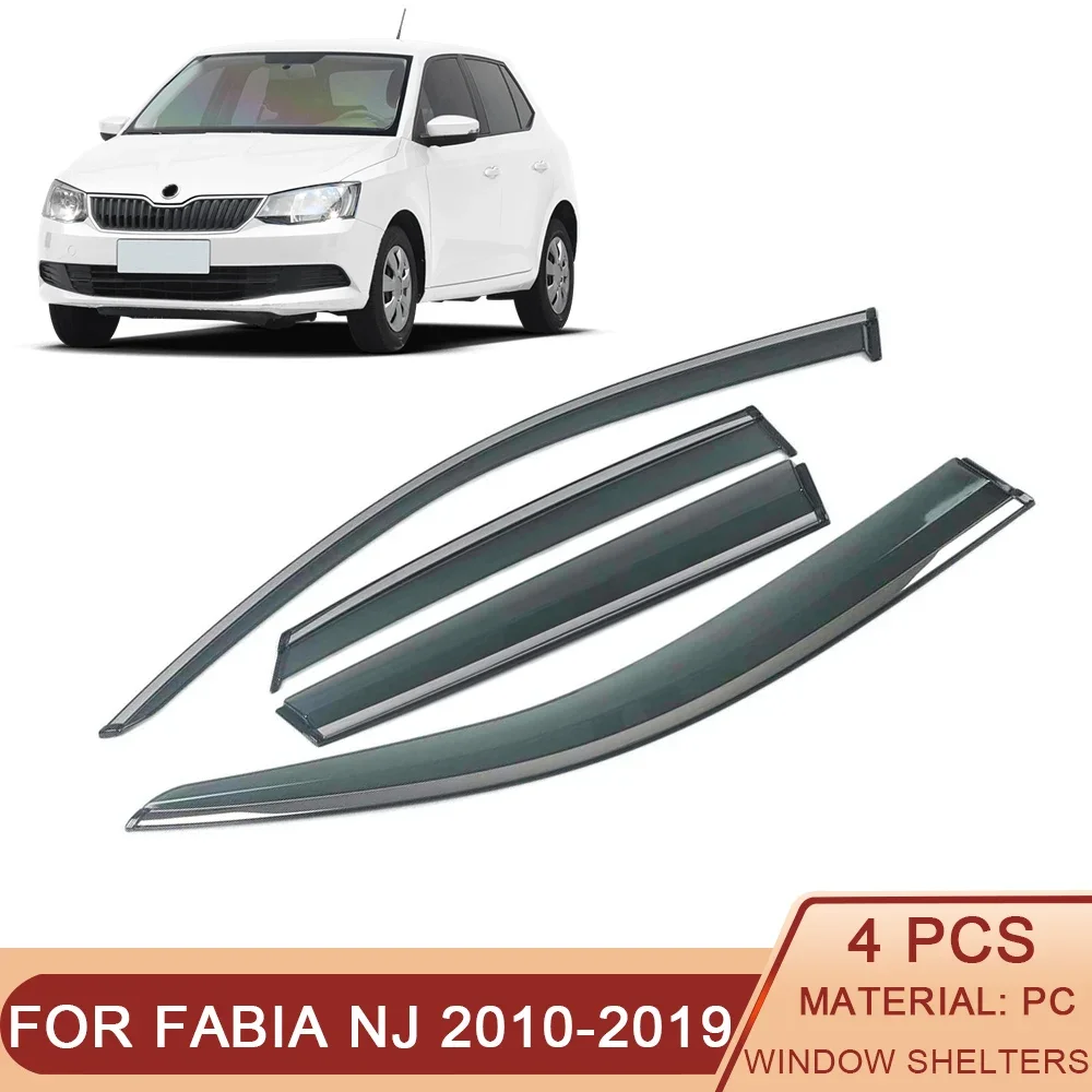 For Skoda Fabia 2010-2019 Car Window Sun Rain Shade Visors Shield Shelter Protector Cover Trim Frame Sticker Accessories