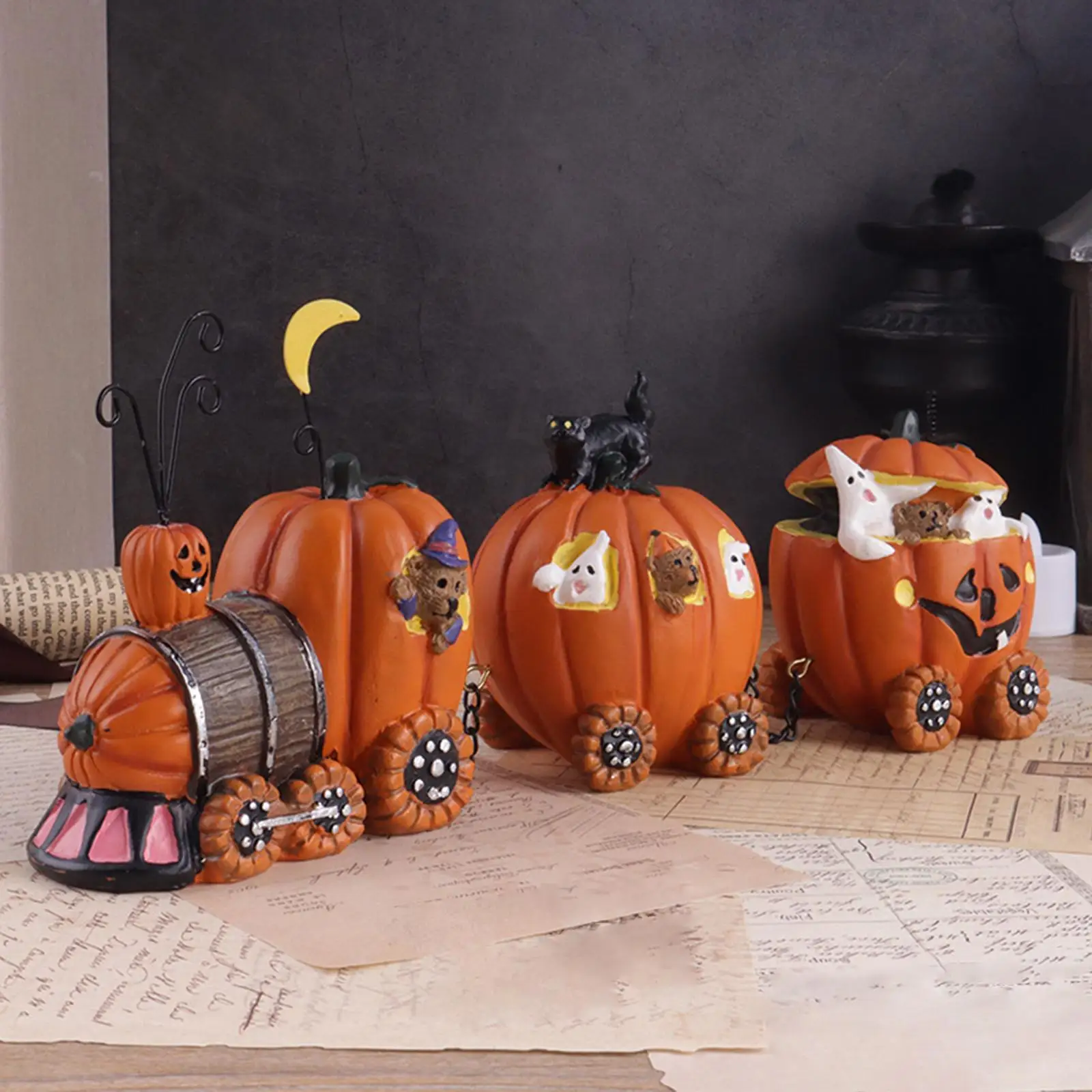 Halloween Pumpkin Statues Decoration Handmade for Wedding Tabletop Halloween