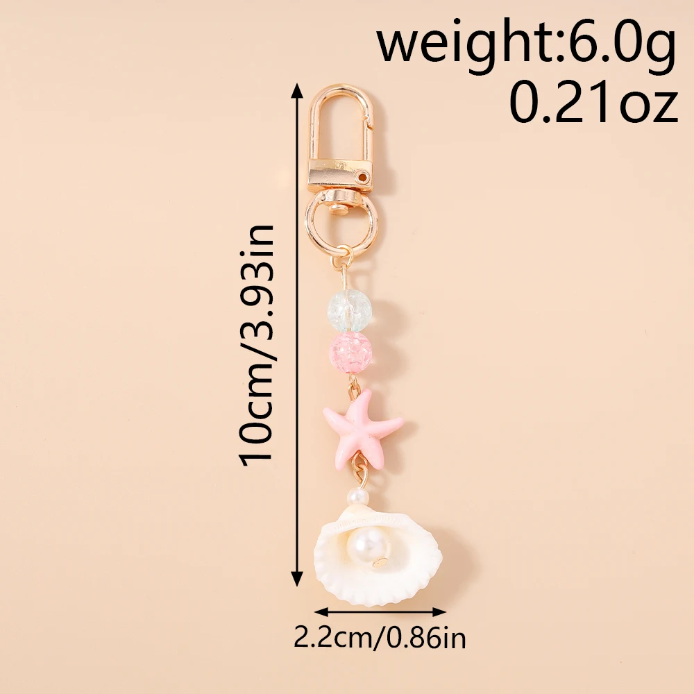 Aihua Chic Perlen-Seestern-Muschel-Schlüsselanhänger für Damen und Mädchen, Handtaschen- und Rucksackanhänger, Schlüsselring, Schmuckgeschenke – Detail 4