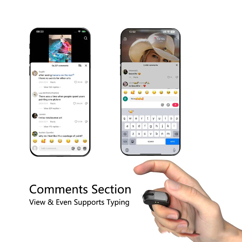 Ring Mouse Rechargeable Mini Light Weight Bluetooth Dual-Mode Wide Compatible Remote Control Selfie Scan Short Video Speech