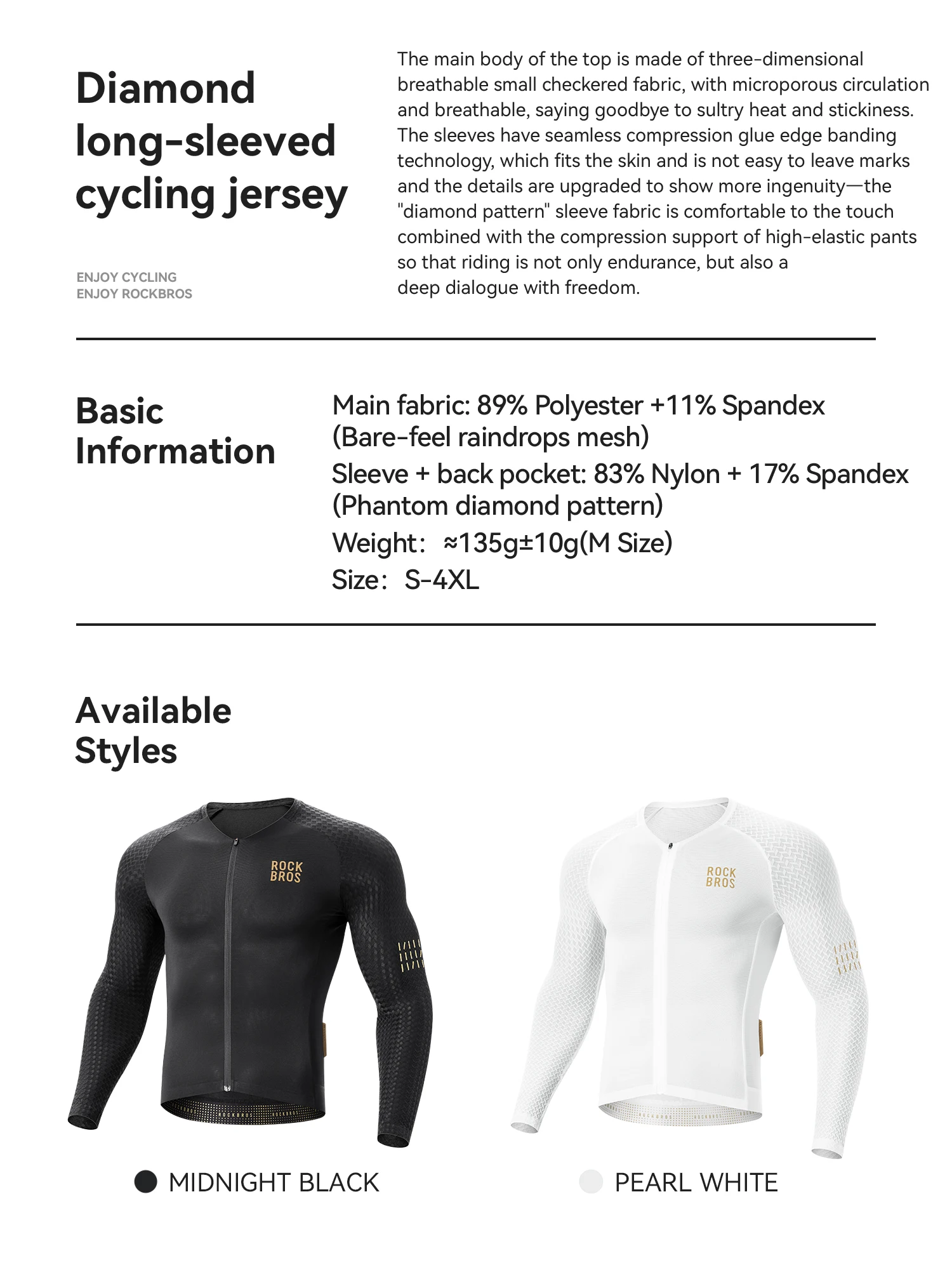 ROCKBROS Herren Langarm-Radtrikot Atmungsaktives Schnelltrocknendes Fahrrad-Oberteil Feuchtigkeitsableitende Frühling-Sommer-Fahrradbekleidung – Detail 2