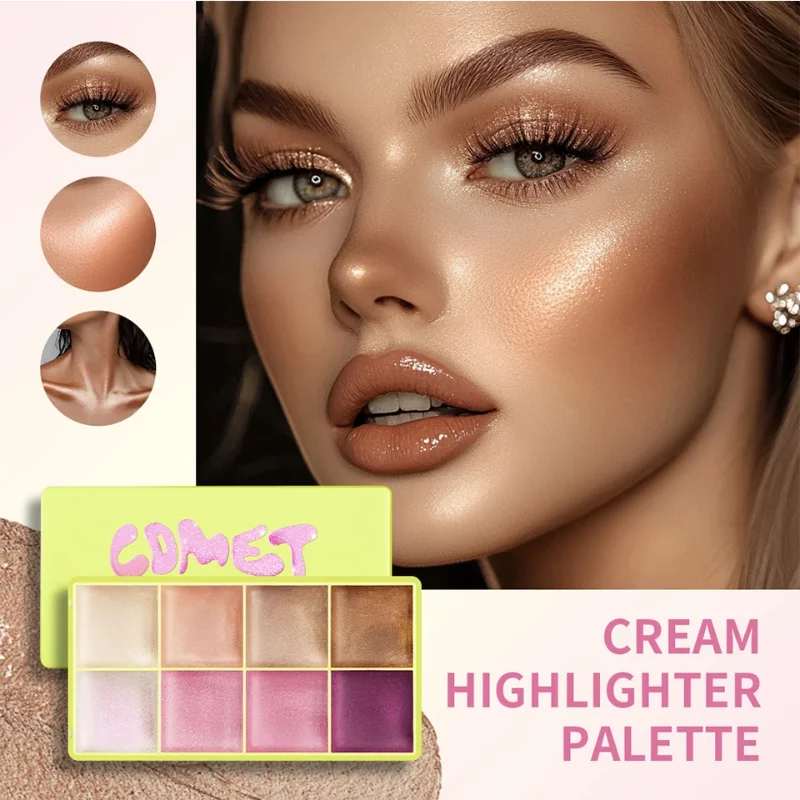 Paleta de resaltadores en crema de 5 colores para resaltar la cara iluminador rubor brillo herramienta de maquillaje impermeable cosméticos