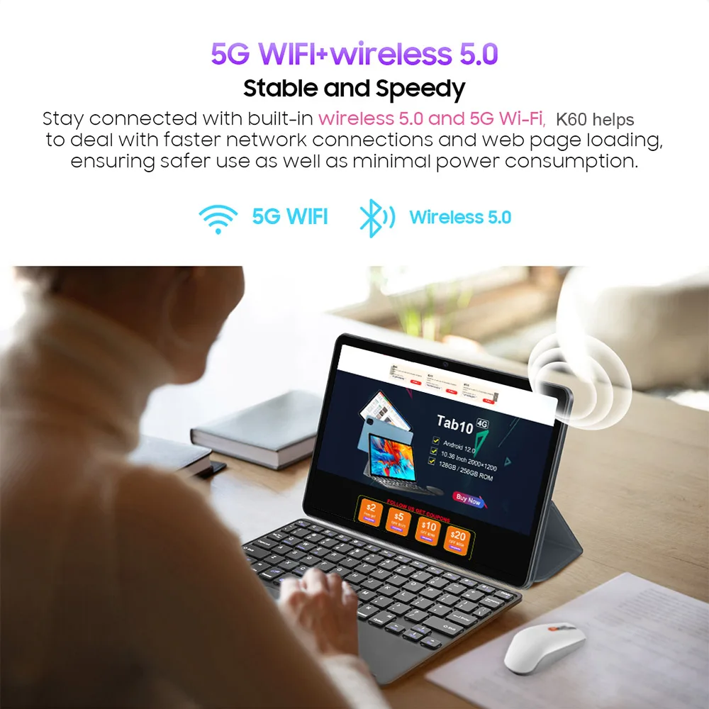 Nenmone 4G Tablets 10 Inch MT6771 Octa Core Android11 12GB RAM 256GB ROM 2 In 1 Tablet PC For Working 16MP Camera GPS Gaming