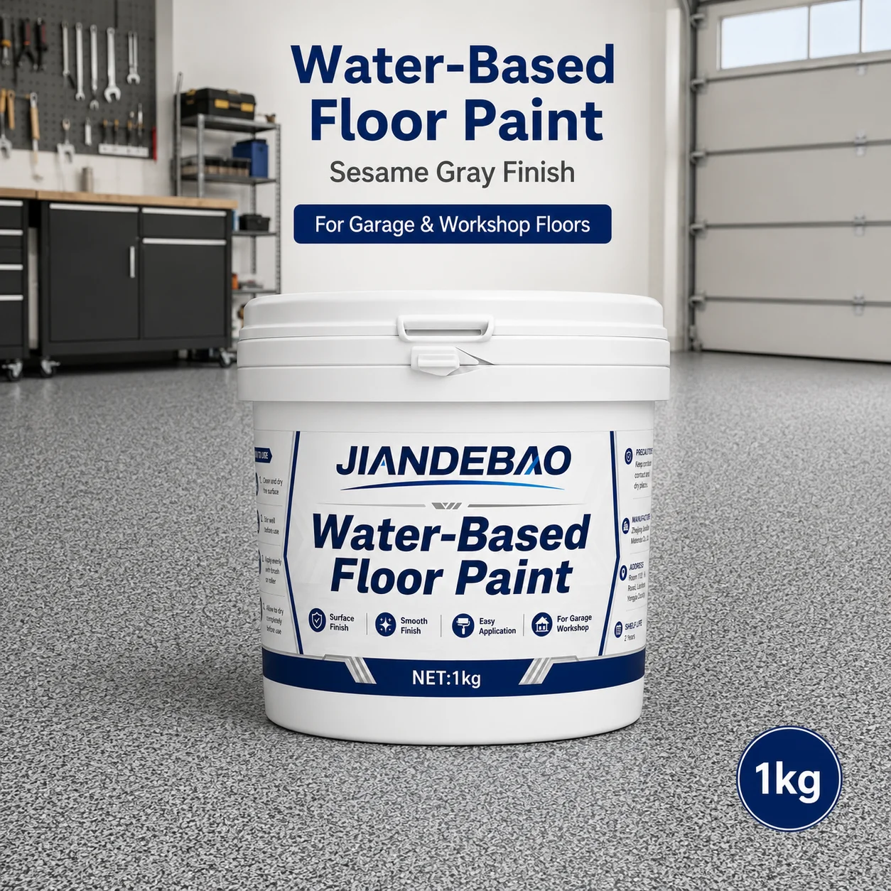 Water-Based Colored Sand Floor Paint Sesame Grey Eco-Friendly Industrial Commercial Coating