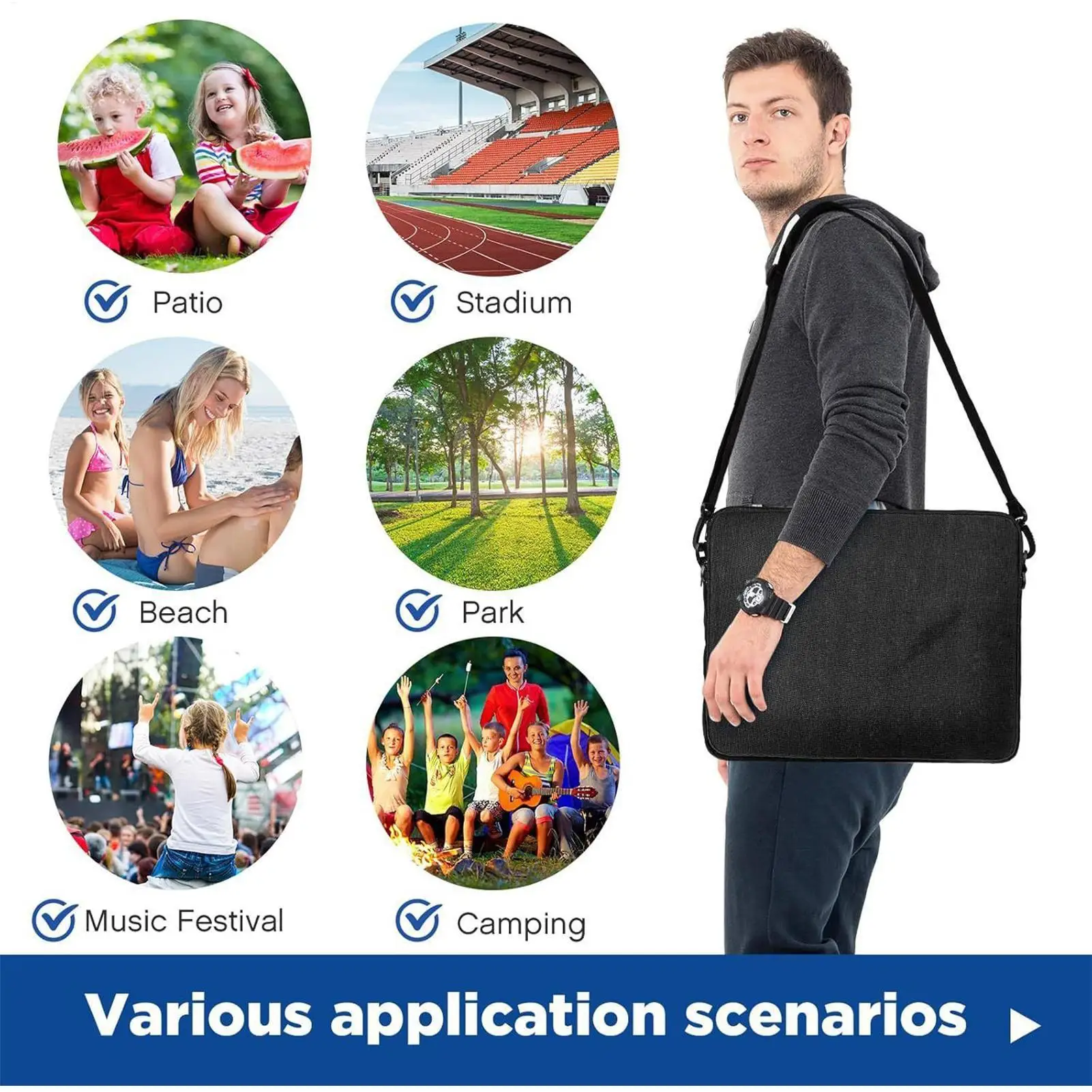 

Подушка для сиденья стадиона, портативная подушка для стула для стадиона, отбеливатель сиденья, поддержка ягодиц, подушка для стула с подстаканником для походов на открытом воздухе