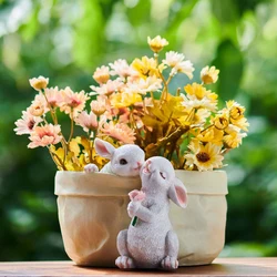 Cute Rabbit Animal Shaped Cartoon Planter Pots Stylish Indoor And Outdoor For Small Spaces Decorative Flower Pot Spring Decor