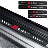 4pcs Car Sticker Door Carbon Leather Fiber Sill Plate For Seat Leon Mk3 Mk2 Mk1 Ibiza 6l 6j Ateca Altea Cupra Car Accessories