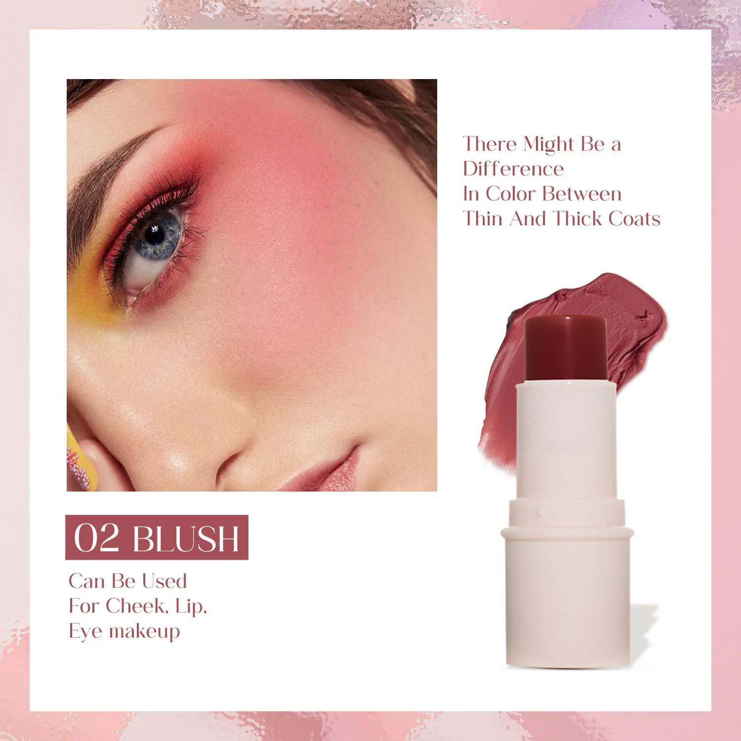 6 Colors Mineral Powder Lasting Natural Cream Blush Red Rouge Makeup Stick Cheek Tint Orange Peach Pink Blush Cosmetic Tool New