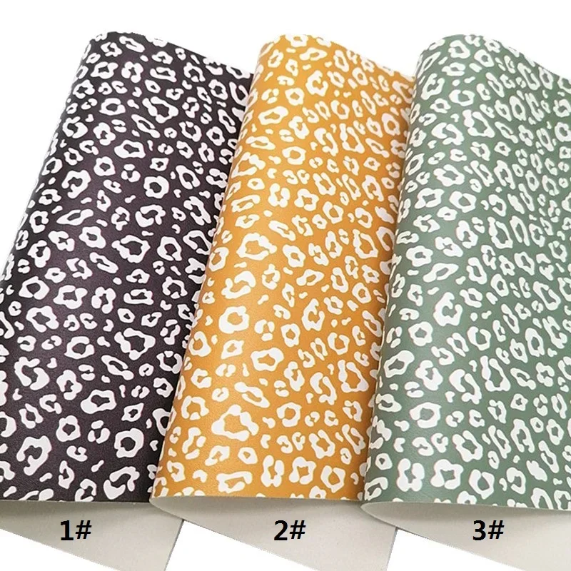 Fall Leopard Printed Synthetic Leather Sheets Felt Backing Smooth Faux Leather Sheets Handmade Crafts for Bows A4 FZ502A