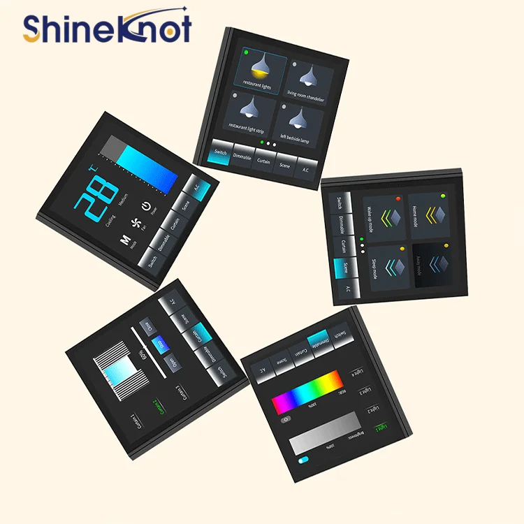 Shineknot Tuya 4-Inch Smart Touch Screen Dimming Switch Curtain Switch Full Screen Zigbee Intelligent Switch Offline Language Co