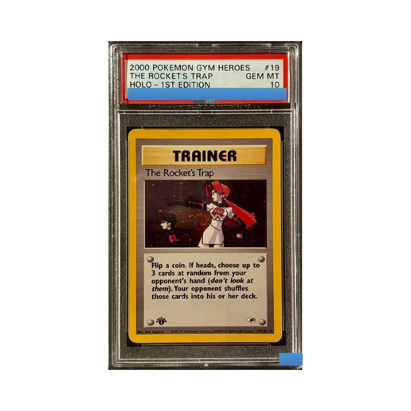 

Proxy 2000 POKEMON GYM HEROES #19 THE ROCKET'S TRAP HOLO 1ST EDITION Authentication Grading 10 Collection Game Card