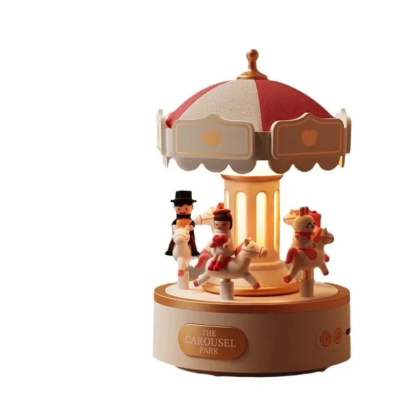 Boîte à musique pour enfants, cadeau d'anniversaire créatif, carrousel rotatif, haut-parleur Bluetooth, lumière d'ambiance, cadeau de Festival pour petite amie