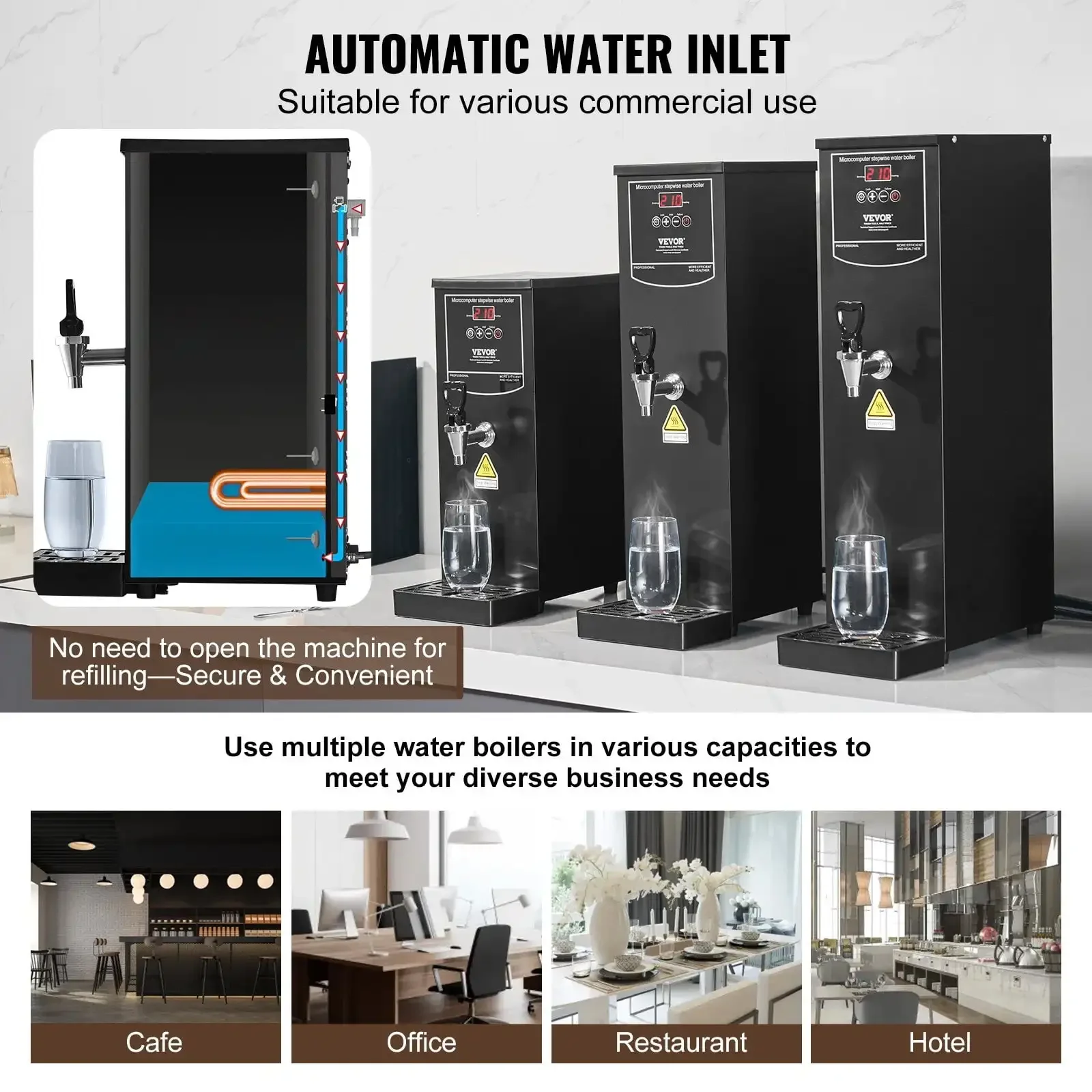 10L Commercial Water Boiler Electric Hot Water Dispenser Stainless Steel