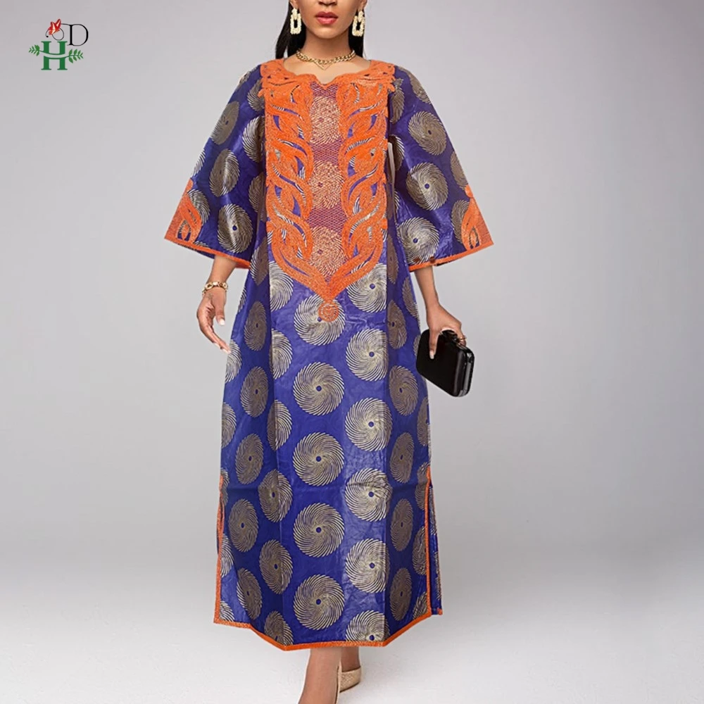 

H&D Embroidery Bazin Riche African Clothing Traditional Dresses on Clearance Sale African Dresses for Woman Turkey Woman Dresses